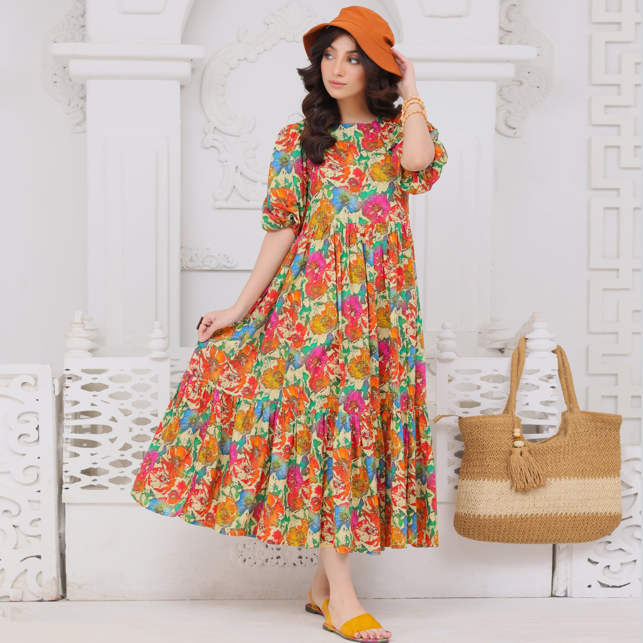 🌸Vibrant Multi Floral Midi Dress🌸