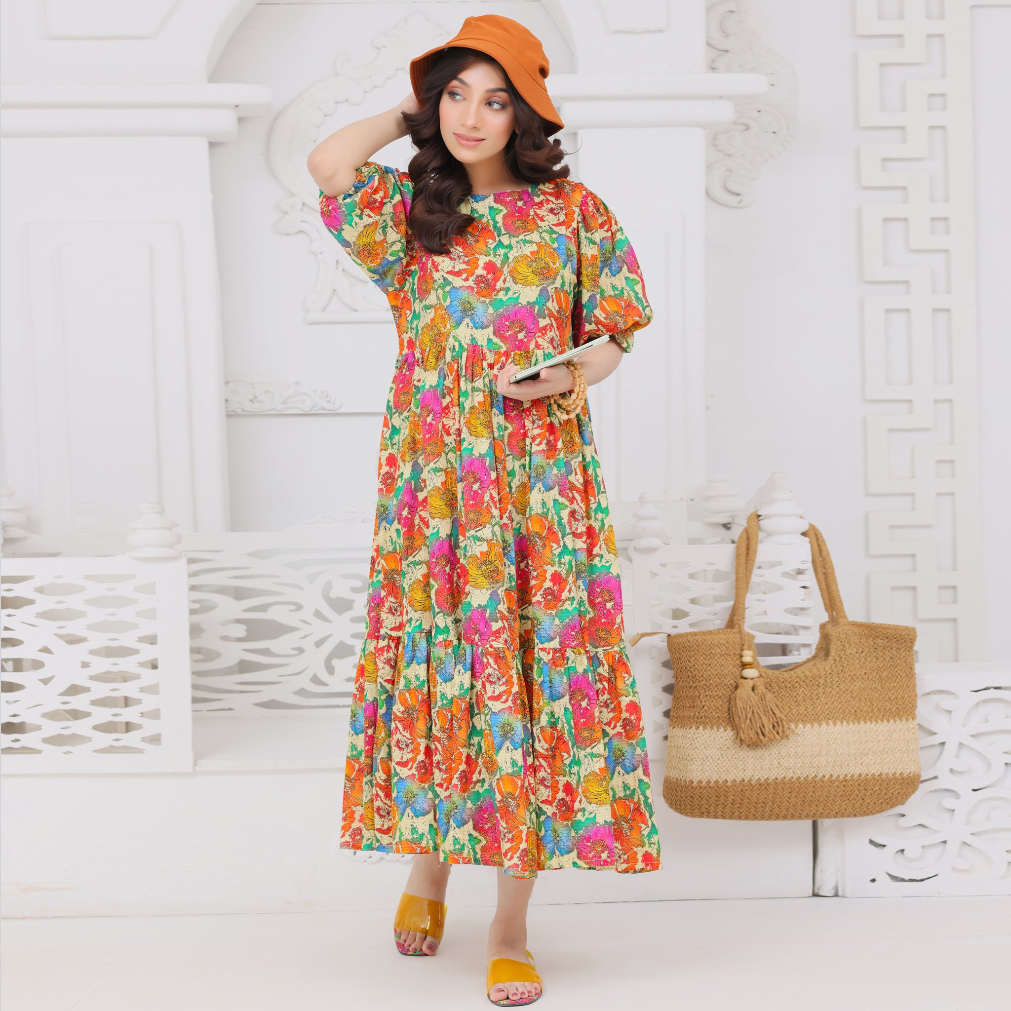 🌸Vibrant Multi Floral Midi Dress🌸