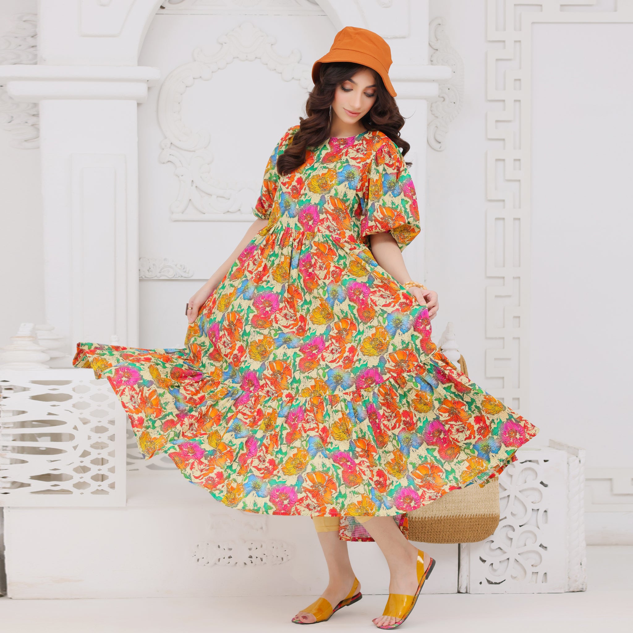 🌸Vibrant Multi Floral Midi Dress🌸